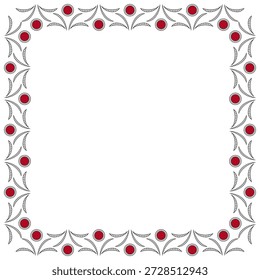 Quadrado quadrado branco vermelho de elementos florais. Bordado de lacy vintage. Elemento de design de bordado folclórico. Decoração de repetição de feriado