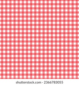 Red white square Gingham seamless pattern for plaid, tablecloths, clothes, shirts, dresses, paper, bedding, blankets, quilts and other textile products. Vector illustration