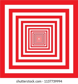 Red and white square illusion