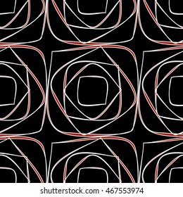 red and white squares on a black background
