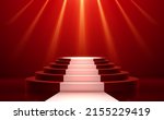 Red and white stage podium with light effect