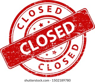 Red white stamp grunge closed