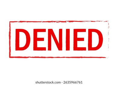 A red and white stamp with the word "denied" written on it. The stamp is designed to be used for marking something as being rejected or refused. It could be used for a variety of purposes
