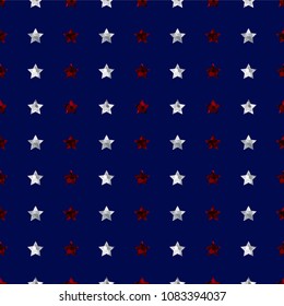 Red and White Stars Seamless Pattern - Columns of red and white glitter stars on navy blue background seamless pattern