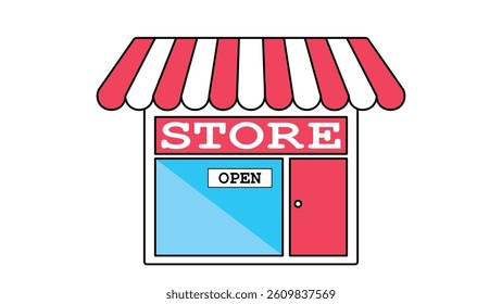 Red white Store or shop flat design