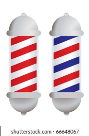 red and white stripe barbers pole with silver elements