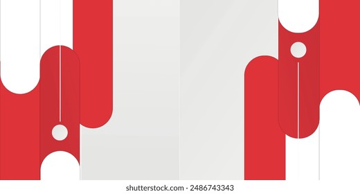 Red and white with stripe line on gradient white abstract background