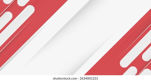 Red and white with stripe line on gradient white abstract background
