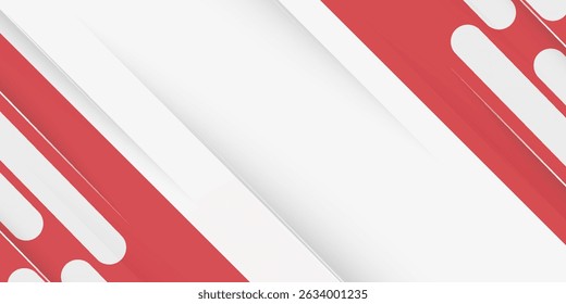 Red and white with stripe line on gradient white abstract background