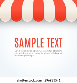 Red and white striped awning. Template for your design