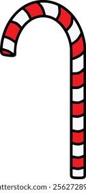 Red and white striped candy cane vector illustration