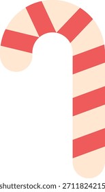 Ilustración de bastón de caramelo a rayas rojo y blanco