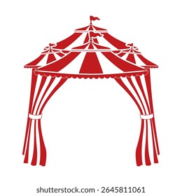 Red and White Striped Circus Tent Vector