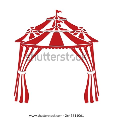 Red and White Striped Circus Tent Vector
