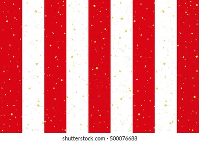 red and white striped curtain with Japanese traditional design. golden and silver leaf.