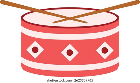 Red and White Striped Drum with Sticks
´