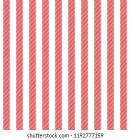 Red white striped fabric texture seamless pattern. Vector illustration.