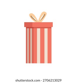 Caixa de presente listrada vermelha e branca com arco. Caixa de presente de Natal. Presente de namorados. Dia das mães presente. Caixa de presente bonito.