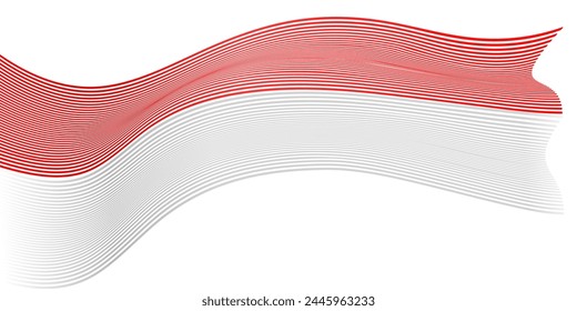 A red and white striped Indonesia flag with a wavy pattern.