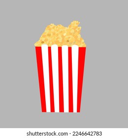 Red and white striped Popcorn icon vector illustration download 