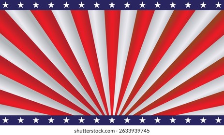 Red and white striped rays with blue star border, perfect for patriotic or political banner designs.