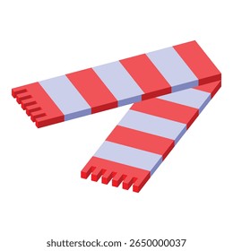 Red and white striped scarf lying folded over on a white background