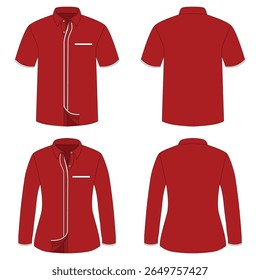 Red and white striped work uniform template for men and women