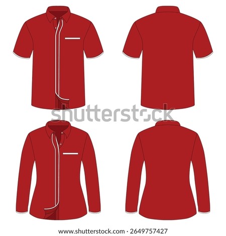 Red and white striped work uniform template for men and women