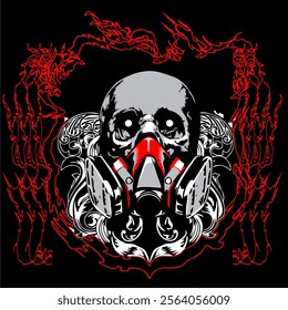 Red white style skull logo