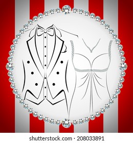 Red and white stylish invitation or wedding card