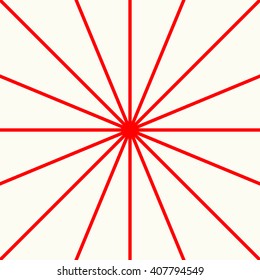Red white stylized sunbeam background. Red striped abstract wallpaper. Vector illustration