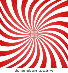 Red white summer spiral ray pattern background - vector version