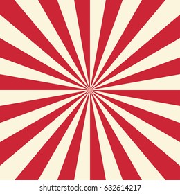 Red and white sun rays background. Vector illustration