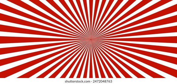 Red and white sunburst background with rays
