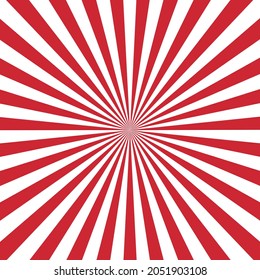 Fondo del patrón de explosión de sol rojo y blanco. Rayos. Fondo de la explosión del sol. Ilustración vectorial. Fondo radial rojo y blanco.