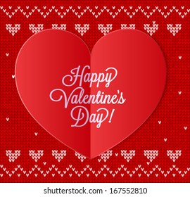 Red and white "sweater with hearts" pattern for Valentine's day