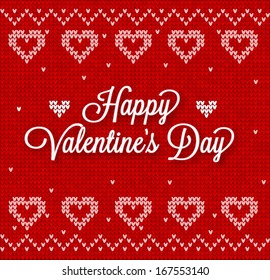 Red and white "sweater with hearts" pattern for Valentine's day