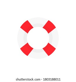Anillo de goma de natación rojo y blanco. Vector de salvavidas flotante aislado en blanco. Ilustración de boya de vacaciones en el mar de verano.