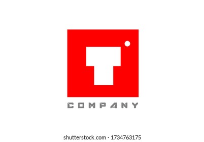 red white T alphabet letter logo icon for company and business with dot design