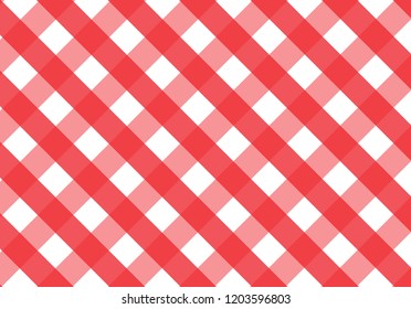 Red and white tablecloth background.Vector illustration.