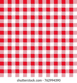 Red and white tablecloth pattern. Vector illustration. Seamless checkered pattern.