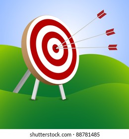 Red and white target with arrows