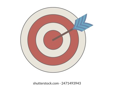 Red and white target with blue arrow.