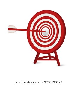 Red and white target board with arrows. 3d target icon vector. isolated white background