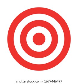 Red and white target. Hunting, shooting sport or achievement symbol. Simple vector icon.