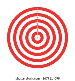 Red and white target. Hunting, shooting sport or achievement symbol. Simple vector icon.