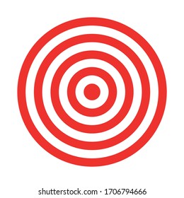 Red and white target. Hunting, shooting sport or achievement symbol. Simple vector icon.