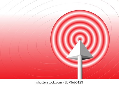 a red and white target on a gradient background and an arrow flying into the center