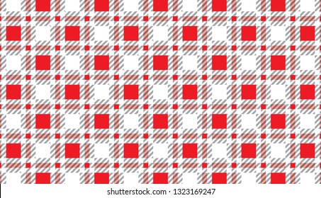 Red and white tartan plaid pattern.Scottish Woven Pattern.Texture for : plaid,tablecloths,clothes,shirts, dresses, paper,bedding,blankets,quilts and other textile products.- Vector