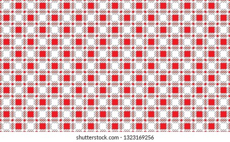 Red and white tartan plaid pattern.Scottish Woven Pattern.Texture for : plaid,tablecloths,clothes,shirts, dresses, paper,bedding,blankets,quilts and other textile products.- Vector